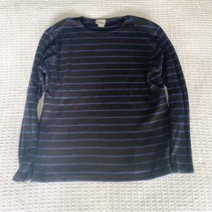 L.L. bean black and blue striped 100% cotton long sleeve top size medium